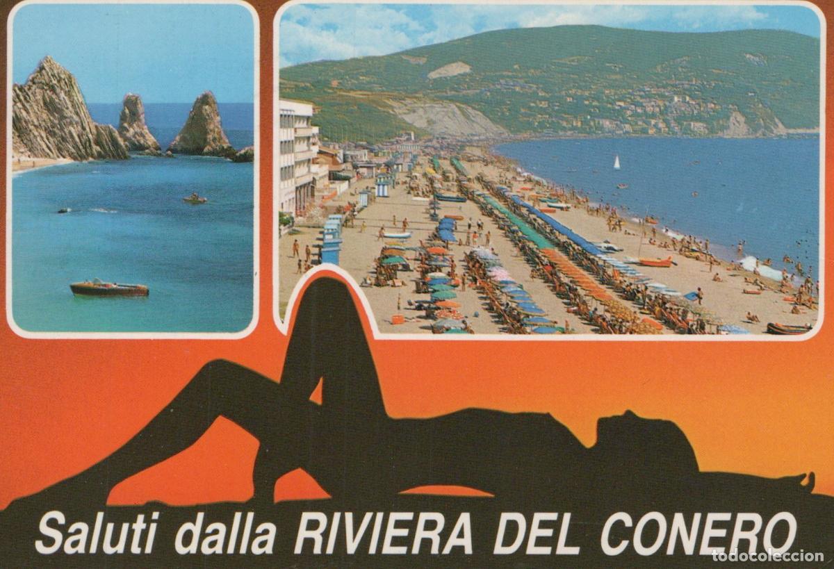 Postcards: Italy Ancona Riviera del Conero Beach and Coastline With Silhouette *YAN334