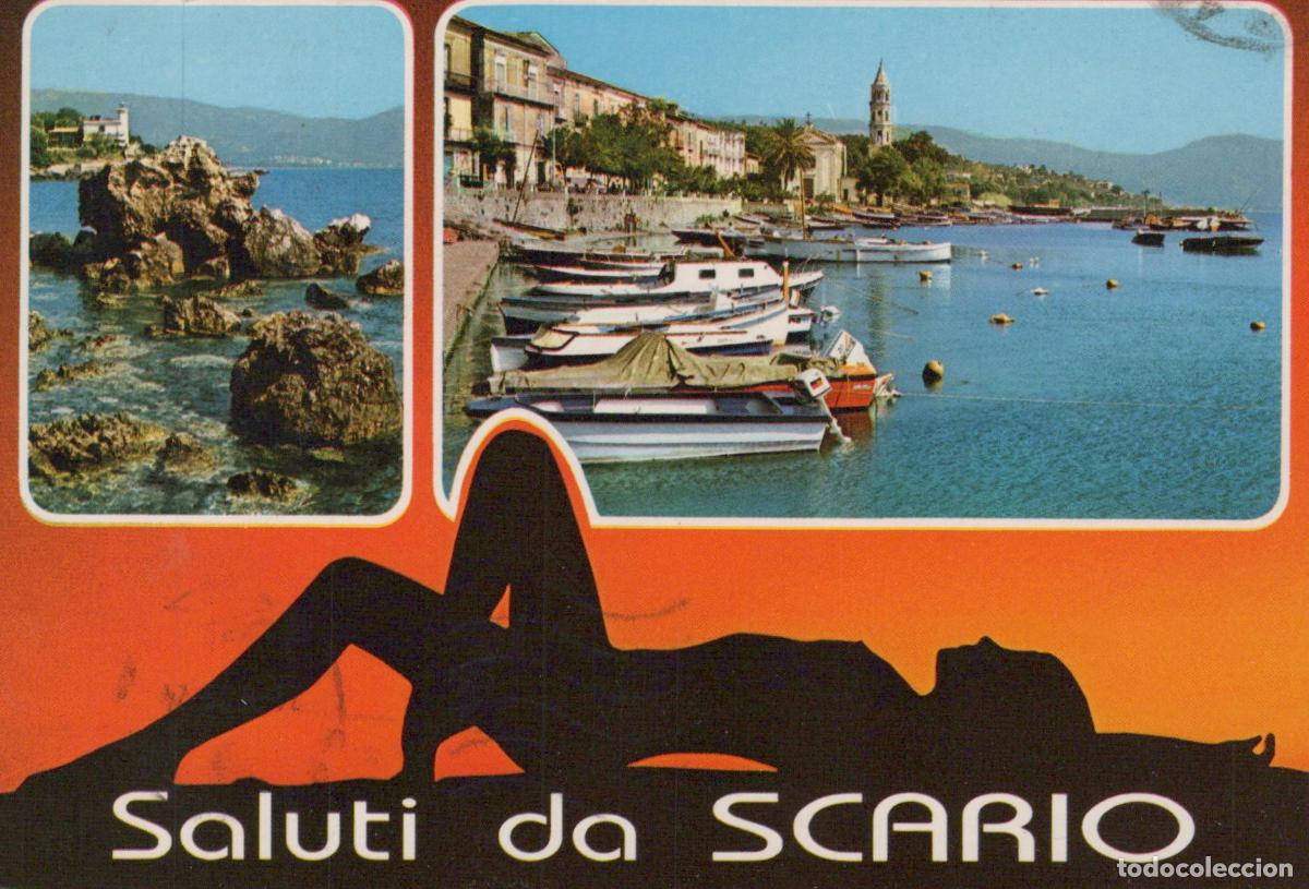 Postcards: Italy Scario Panoramic Side Views With Boats in Bay and Silhouette *YAN333