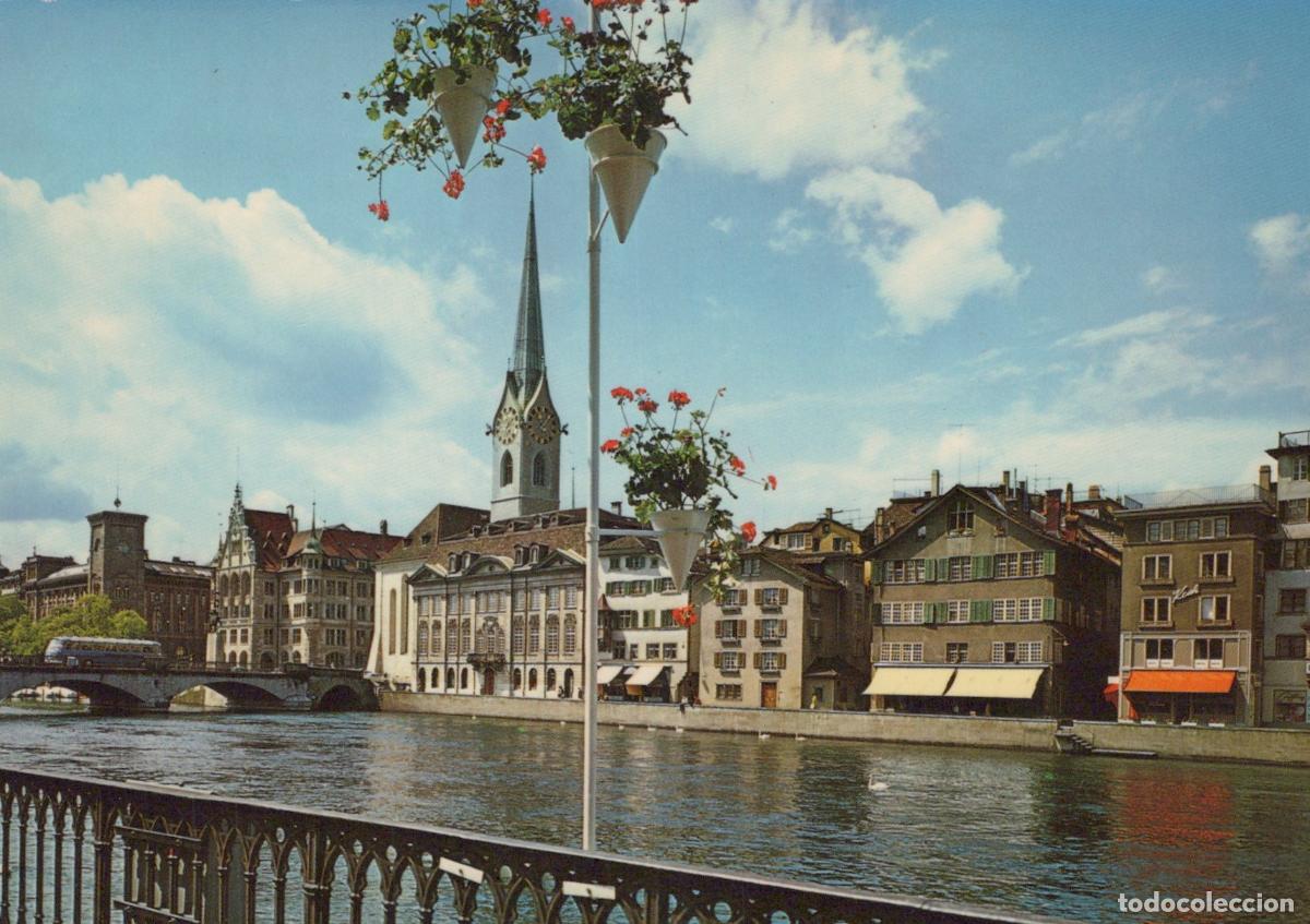 Postcards: Switzerland Zurich W&uuml;hre and Fraum&uuml;nsterkirche With River Unposted *YAN255
