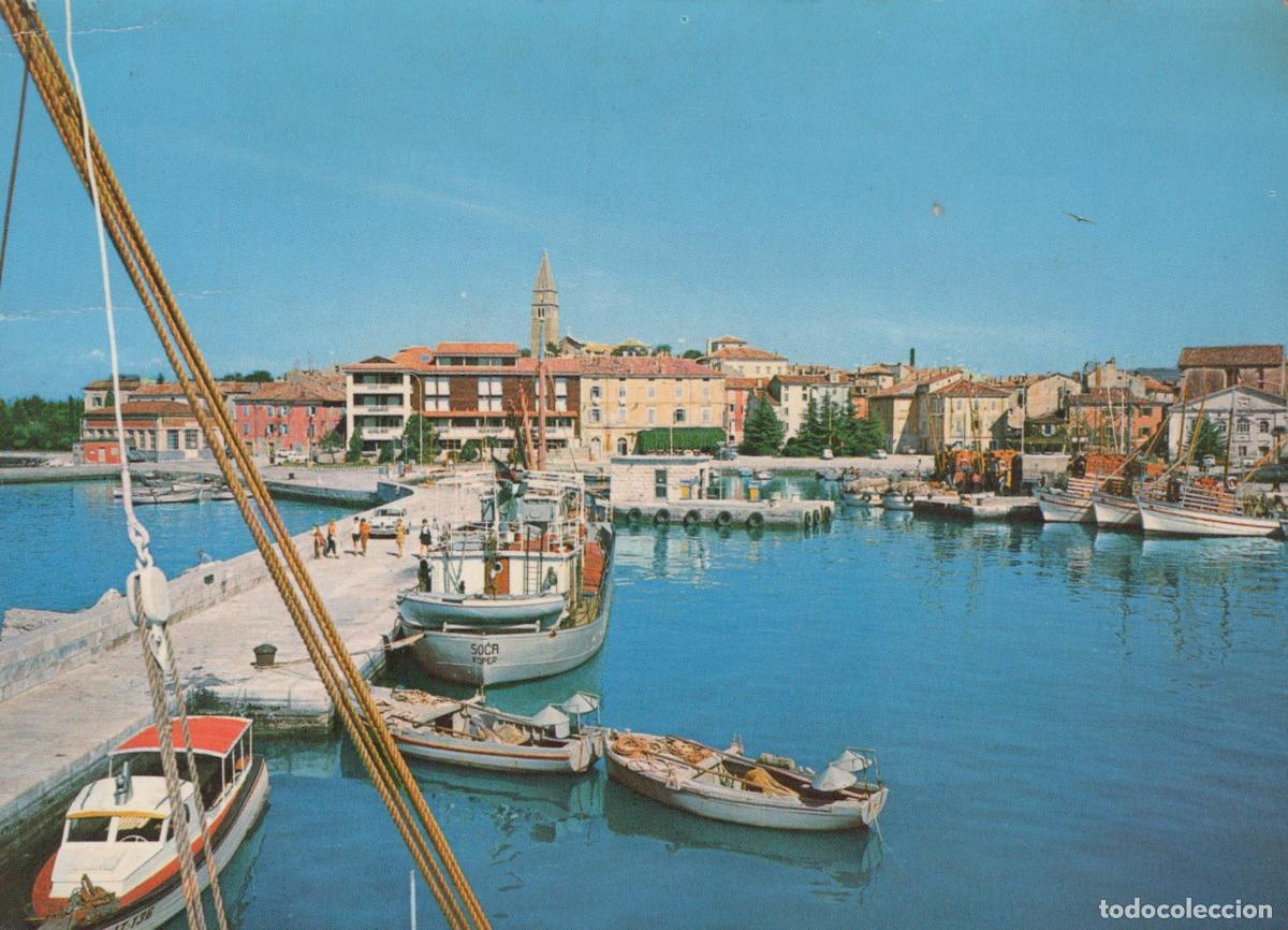 Postcards: Slovenia Izola Fishing Boats Harbor Townscape Architecture Vintage *YAN265