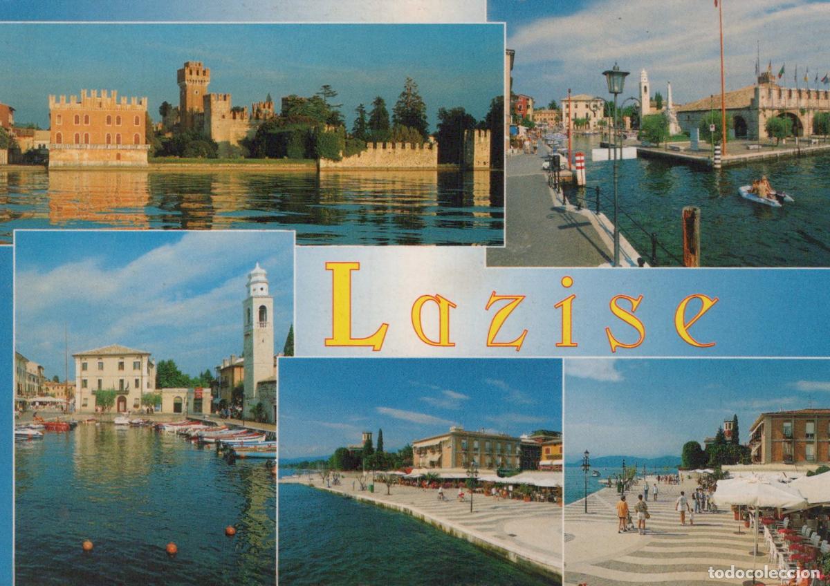 Postcards: Italy Lazise Lake Garda Castle Harbor Waterfront Promenade *YAN395