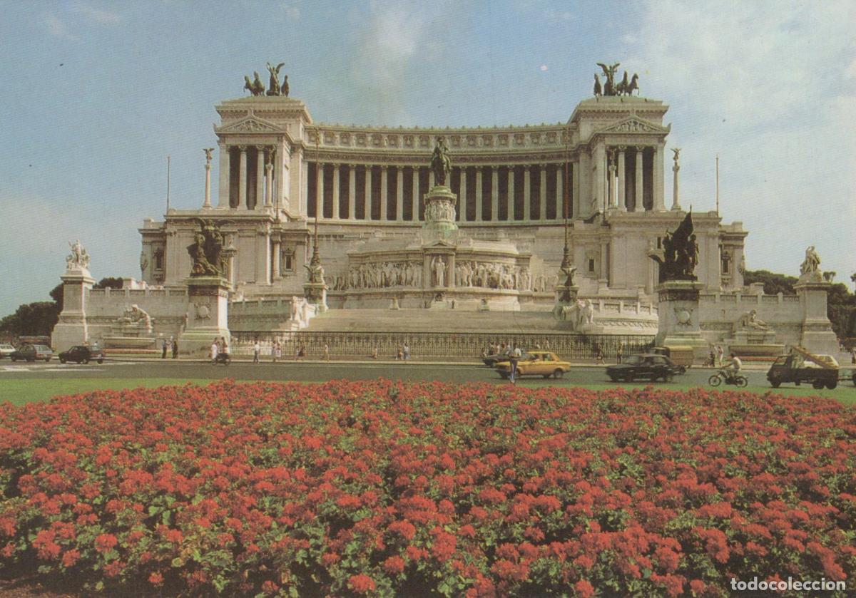 Postcards: Italy Rome Altar of the Nation Monument With Red Flowers Unposted *YAN383