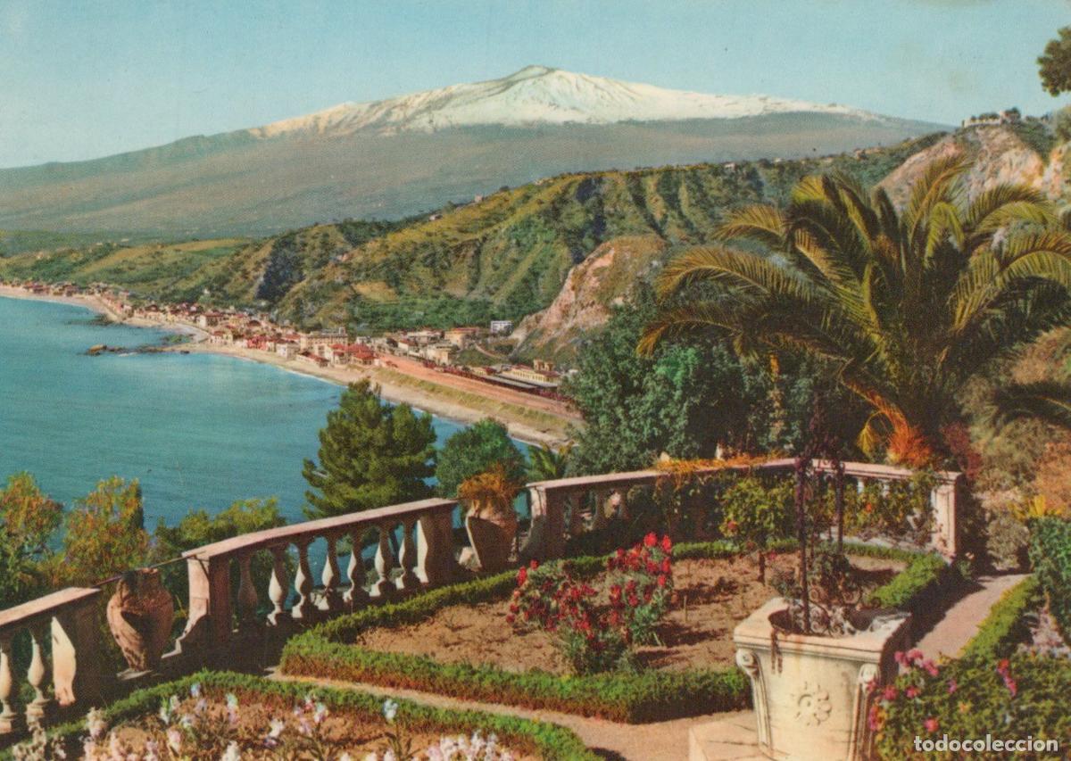 Postcards: Italy Taormina Panoramic View With Mount Etna and Coastal Town *YAN400