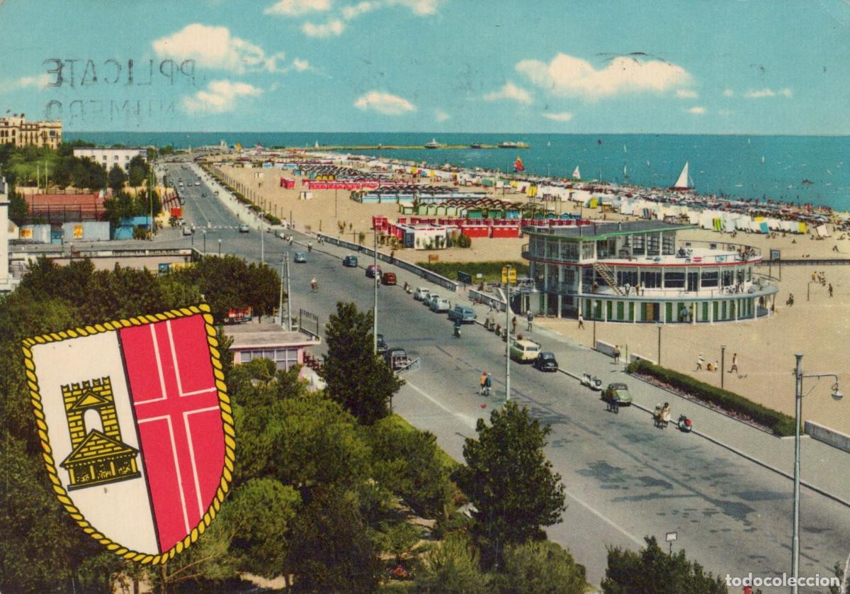 Postkarten: Italy Rimini Adriatic Riviera Beach Promenade With Round Building *YAN342