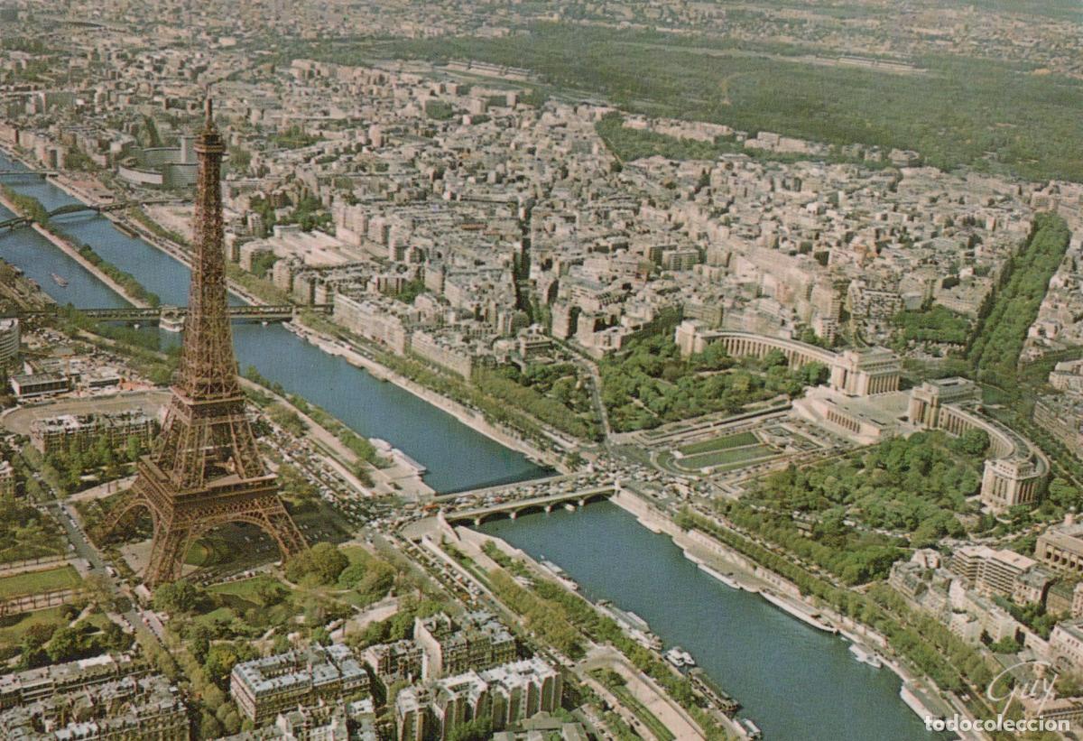 Cartoline: France Paris Aerial View Eiffel Tower Seine River Trocadero Unposted *YAN392