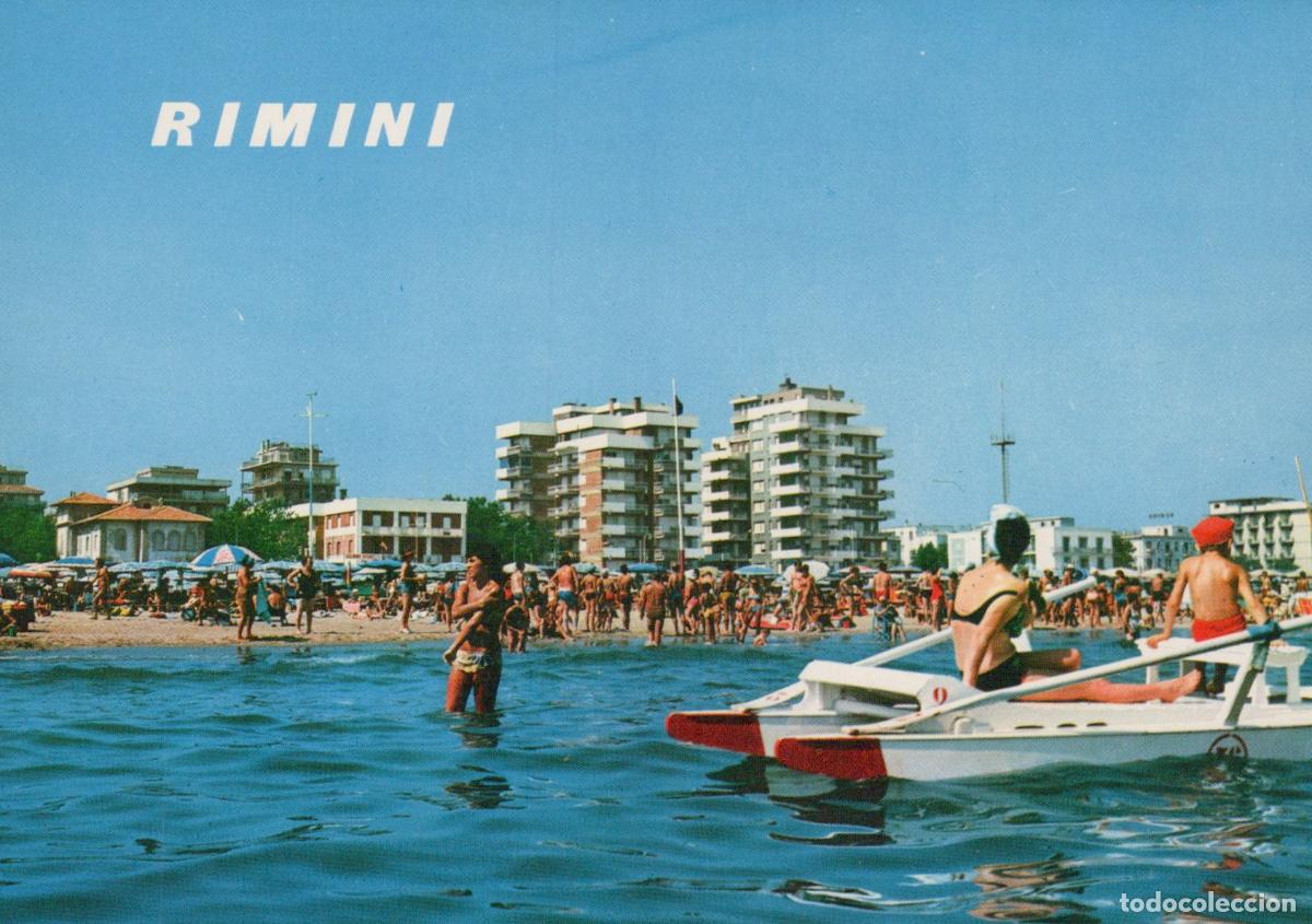 Cartoline: Italy Rimini Hotels and Beach Seen From the Sea People Swimming Unposted *YAN564