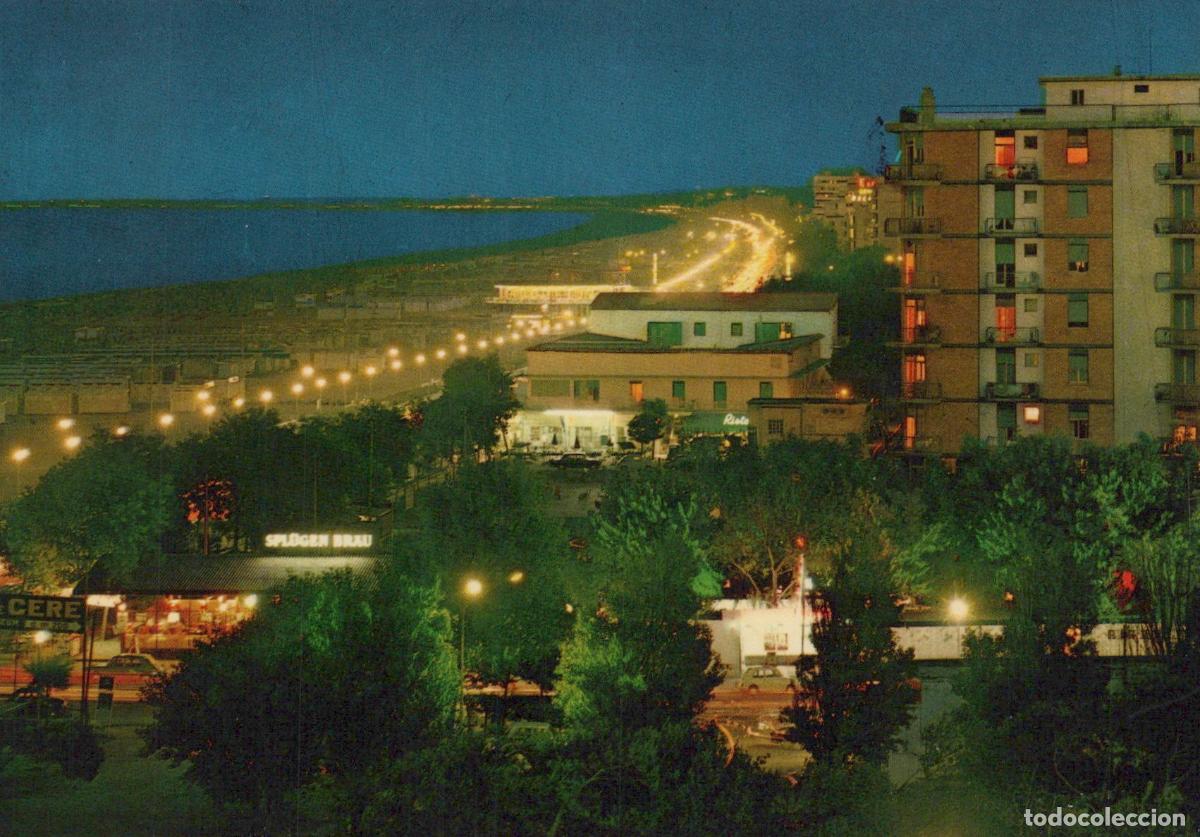 Cartoline: Italy Rimini Nightly Beach View With Illuminated Coastline and Unposted *YAN563