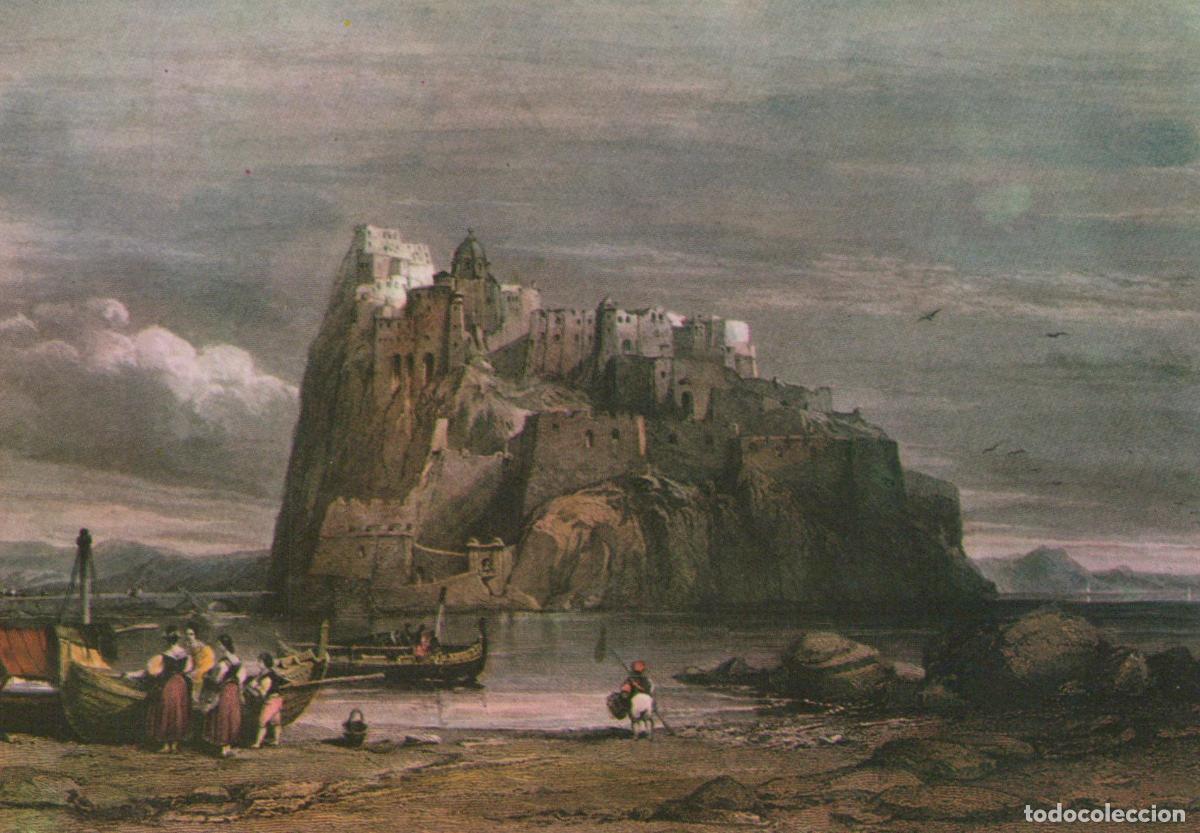 Cartoline: Italy Ischia Aragonese Castle 19th Century Coastal View With Boats *YAN407