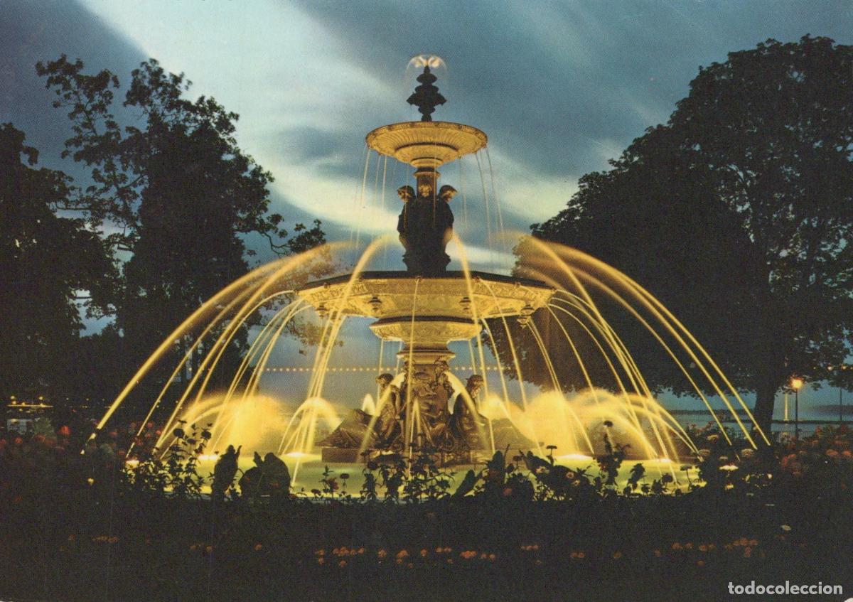 Cartoline: Switzerland Geneva Fountain in the English Garden At Night Unposted *YAN579