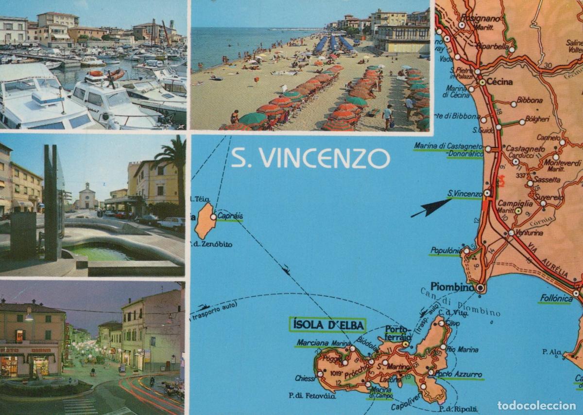 Postales: Italy San Vincenzo S Vincenzo Multi View Marina Beach Street Map Isola D *YAN427