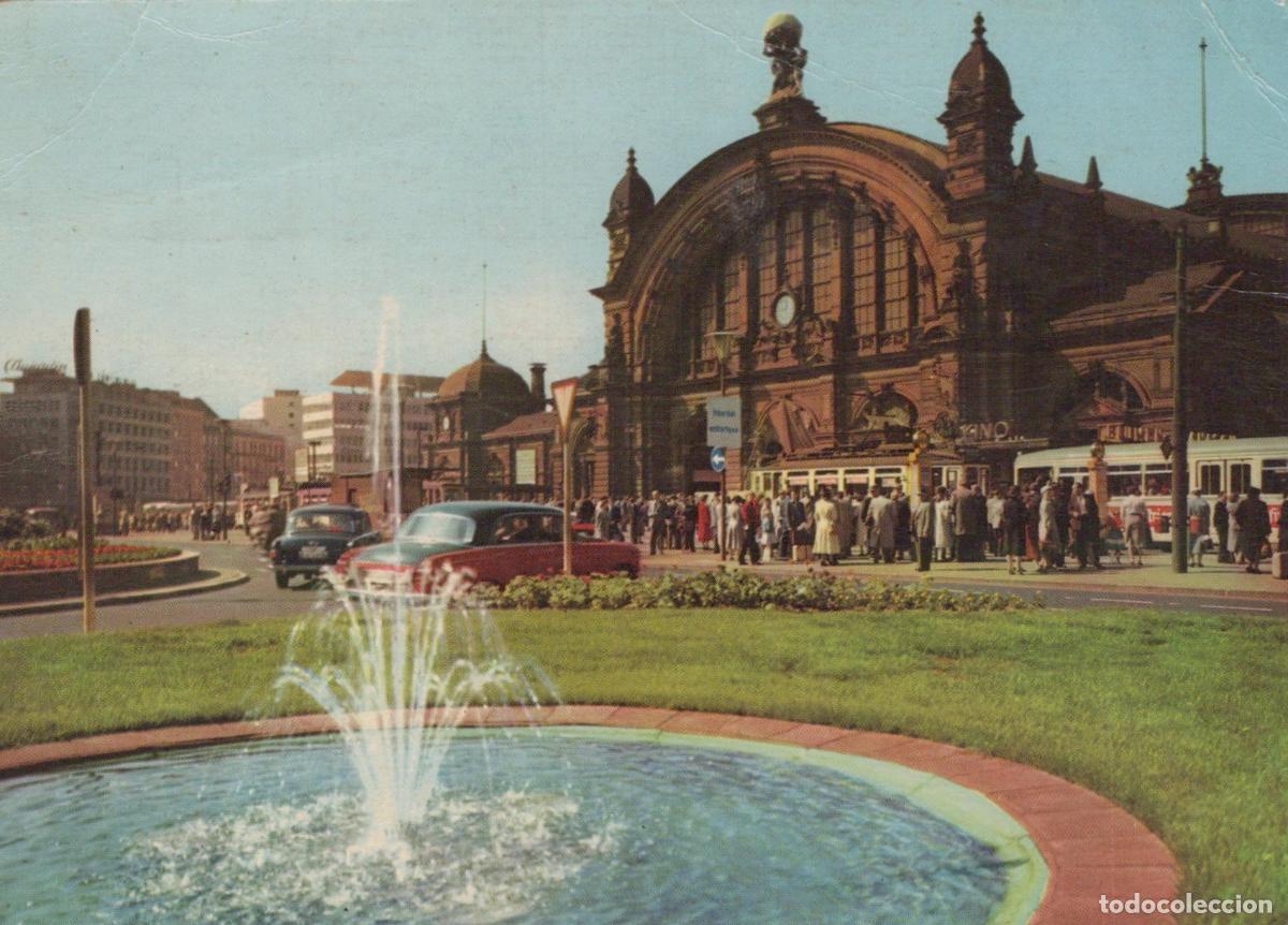 Cartoline: Germany Frankfurt am Main Hauptbahnhof Fountain and Cars *YAN603