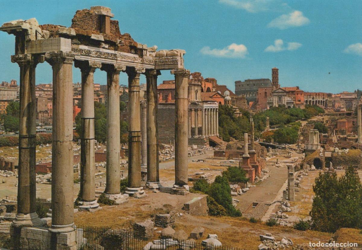 Postales: Italy Rome Ancient Roman Forum Ruins With Temple of Saturn Unposted *YAN613