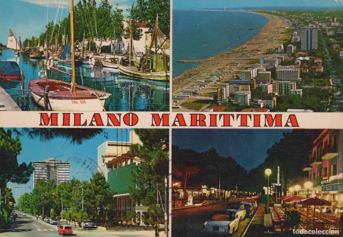 Postais: Italy Milano Marittima Boats Beach City Street Night Scene *YAN633