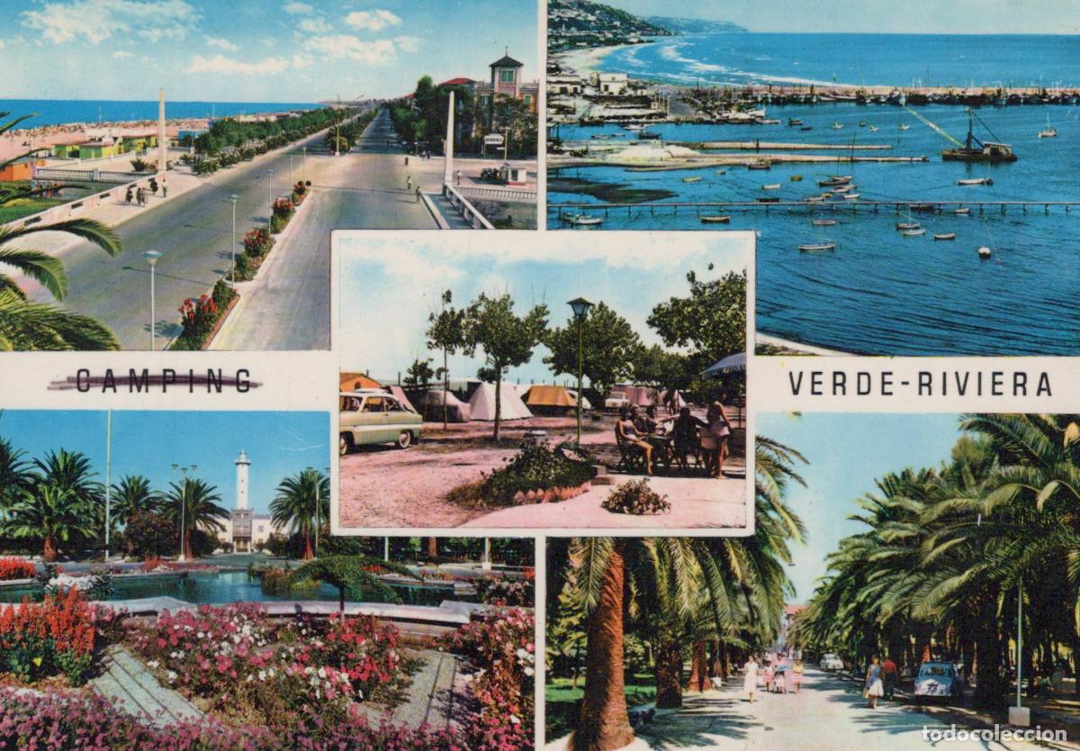 Postais: Italy Verde Riviera Camping Beach Lighthouse Palm Trees Multi Unposted *YAN638