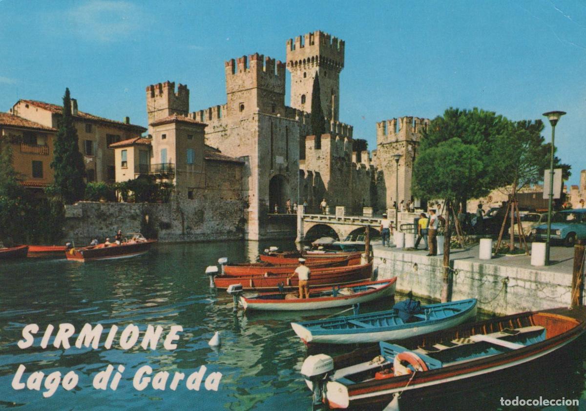 Postais: Italy Sirmione Lake Garda Castle Boats Waterfront Vintage Unposted *YAN660