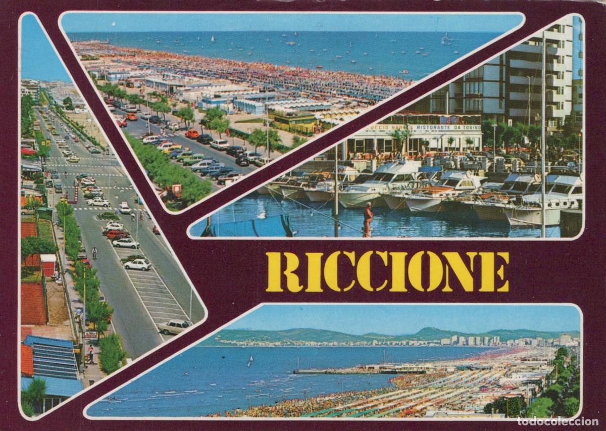 Cartoline: Italy Riccione Beach Marina Street View Collage Riviera Adriatica *YAN471