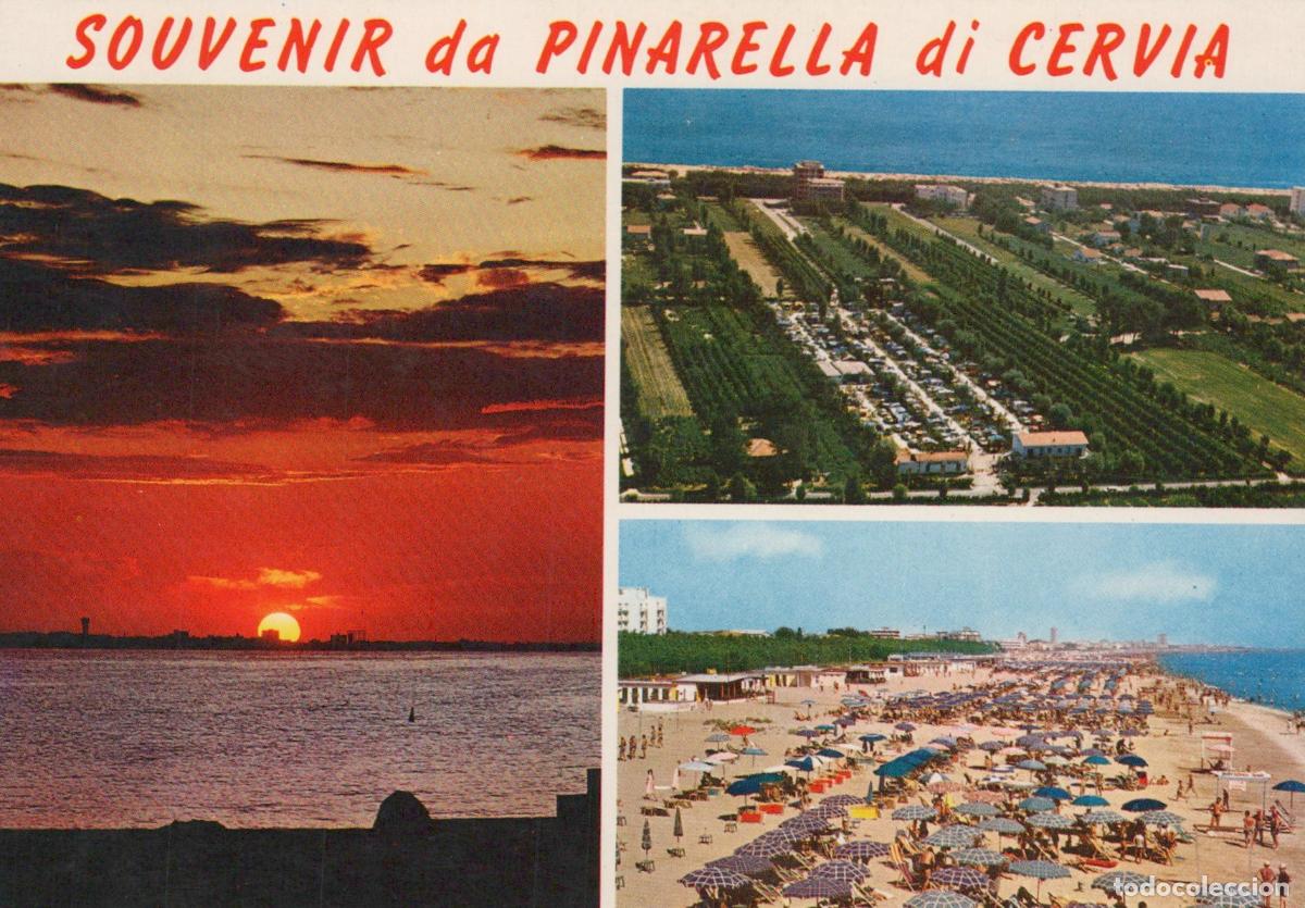 Cartoline: Italy Pinarella DI Cervia Sunset Beach Aerial View Vintage *YAN669