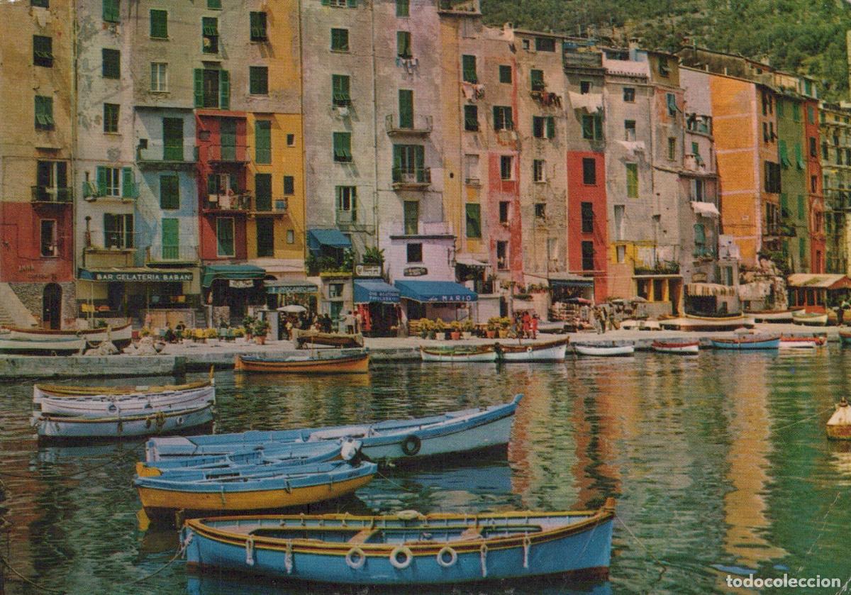 Cartoline: Italy Portovenere Colorful Waterfront Buildings Boats Harbor View *YAN674