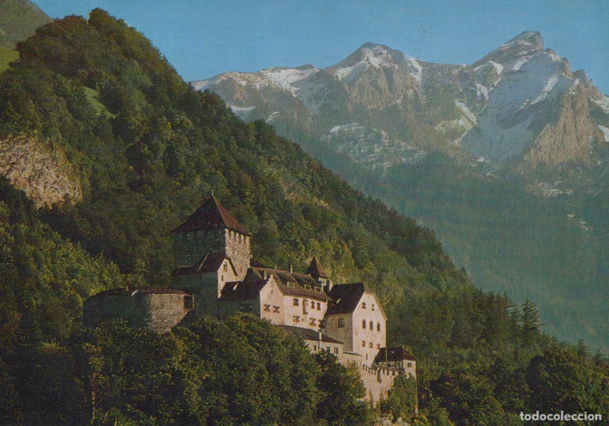 Cartoline: Liechtenstein Vaduz Castle With Falknis Mountain Peak Scenic View *YAN684
