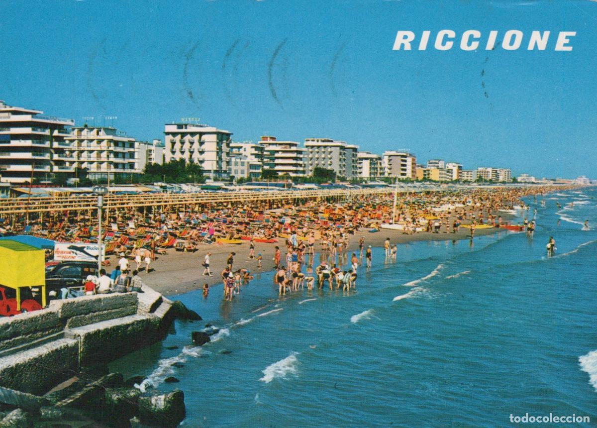 Cartes Postales: Italy Riccione Beach Crowded Seaside With Hotels and Umbrellas *YAN516