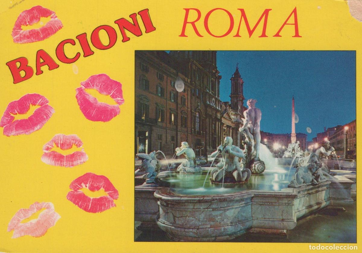 Cartes Postales: Italy Rome Bacioni Roma Piazza Navona Fountain of Neptune Night View *YAN547