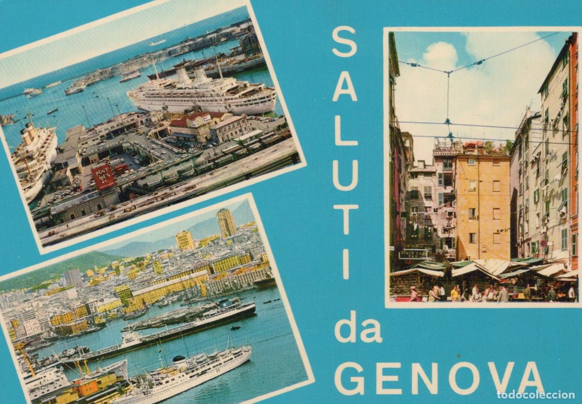 Postales: Italy Genoa Seaport Cityscape Street Scene Vintage Unposted *YAN561
