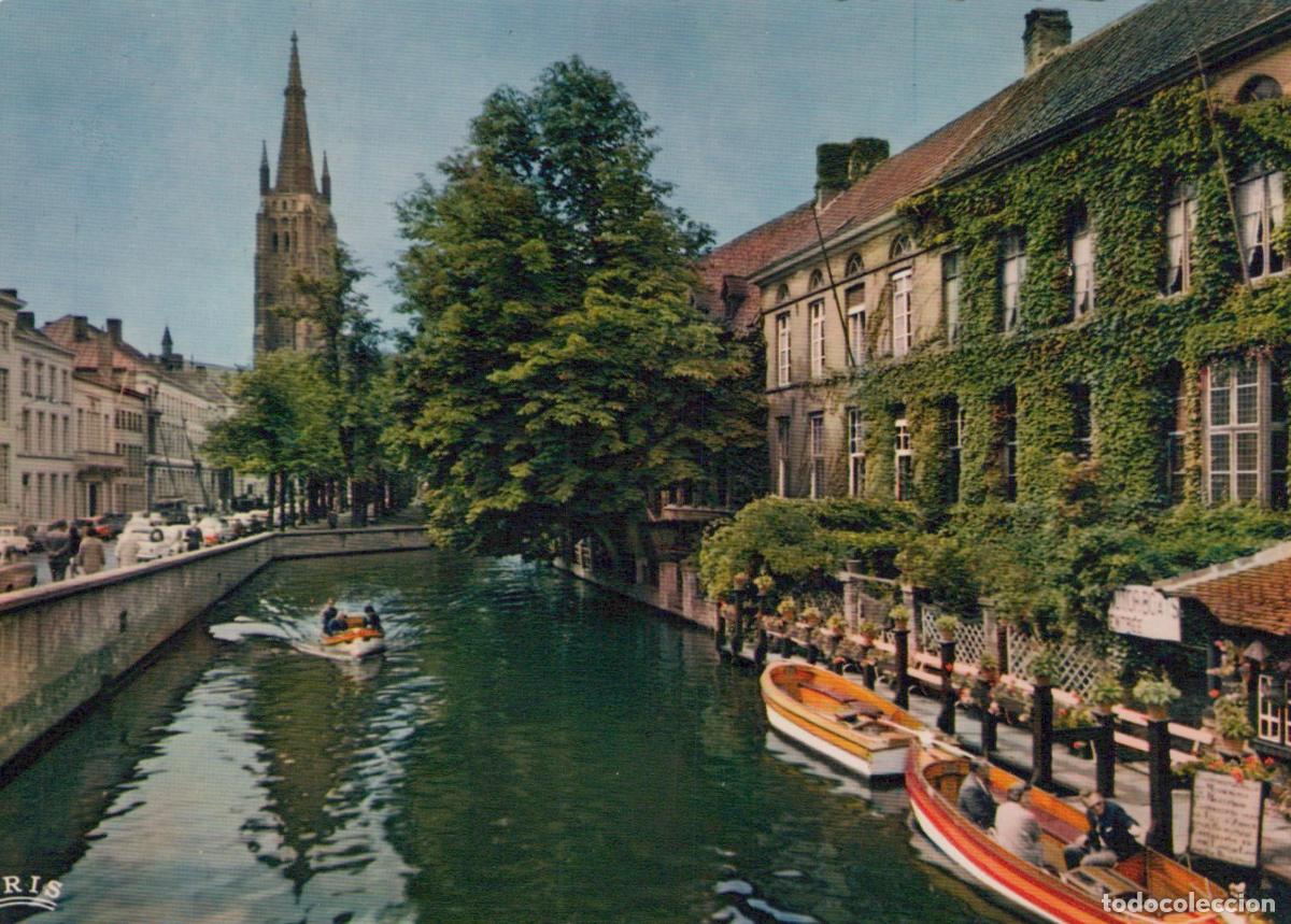 Postcards: Belgium Bruges Dijver Canal With Our Lady Church and Boats Unposted *YAN572