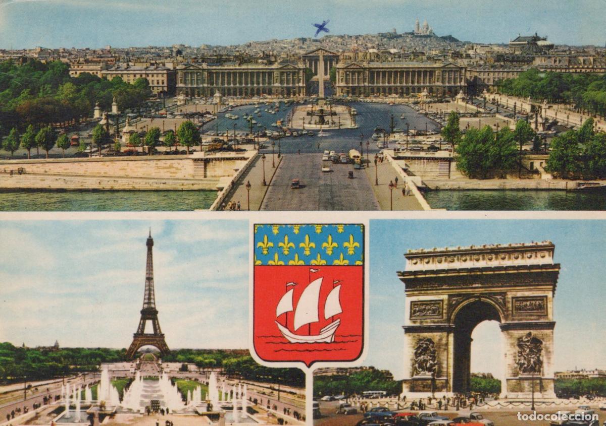 Postales: France Paris Place de la Concorde Eiffel Tower Arc de Triomphe City View *YAN596
