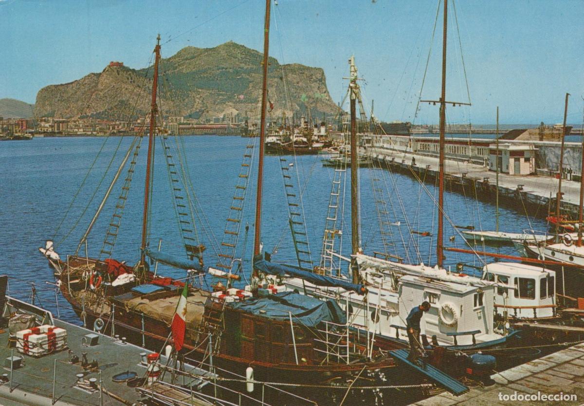 Postales: Italy Palermo Seaport With Sailing Boats and Mount Pellegrino *YAN834