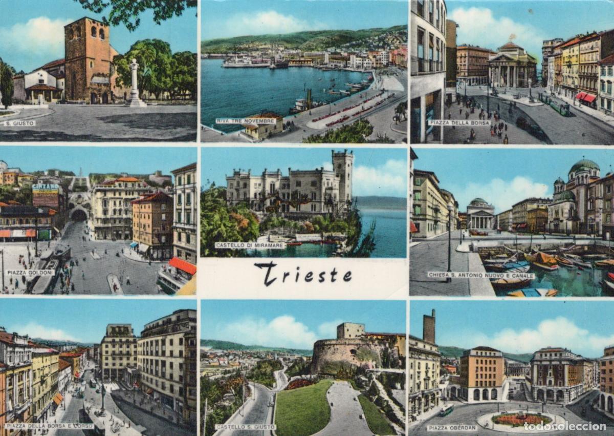 Cartoline: Italy Trieste Multi View Miramare Castle Piazza della Borsa *YAN853