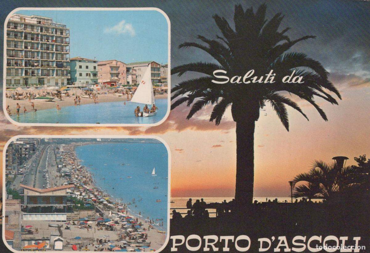 Postais: Italy Porto D Ascoli Beach Scenes and Palm Tree Sunset *YAN863