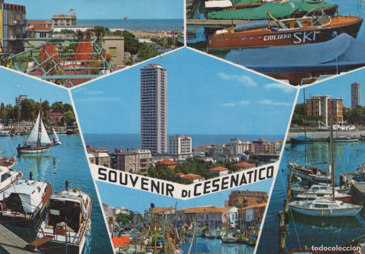 Cartoline: Italy Cesenatico Multi View Harbor Boats Beach Tall Building *YAN868