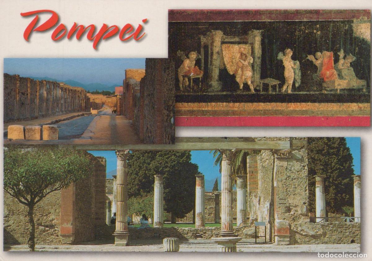 Postais: Italy Pompeii Ancient Roman Ruins Street Columns and Fresco Art Unposted *YAN636