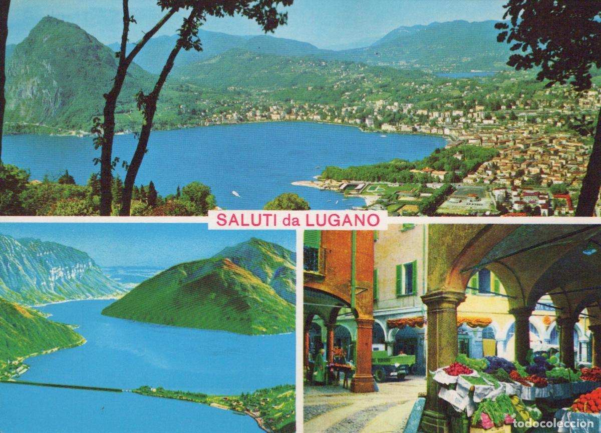 Cartoline: Switzerland Lugano Lake Melide Bridge and Porticos Market Unposted *YAN641
