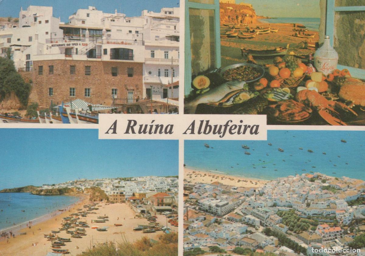 Postais: Portugal Albufeira Coastal Town Beach Fishing Boats Seafood Restaurant *YAN909
