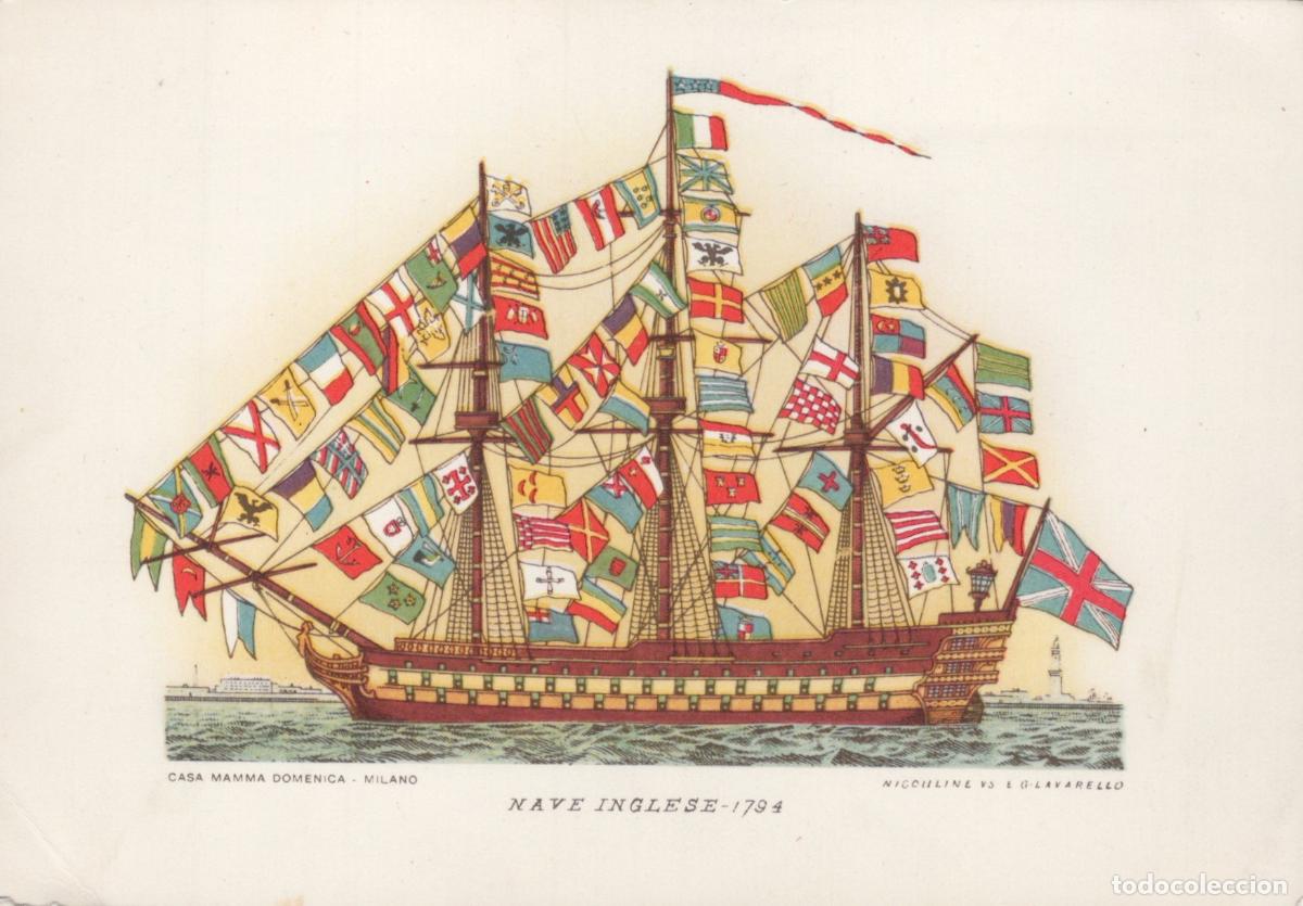 Postais: Italy Milan English Ship 1794 Decorated With Flags Casa Mamma Domenica *YAN667