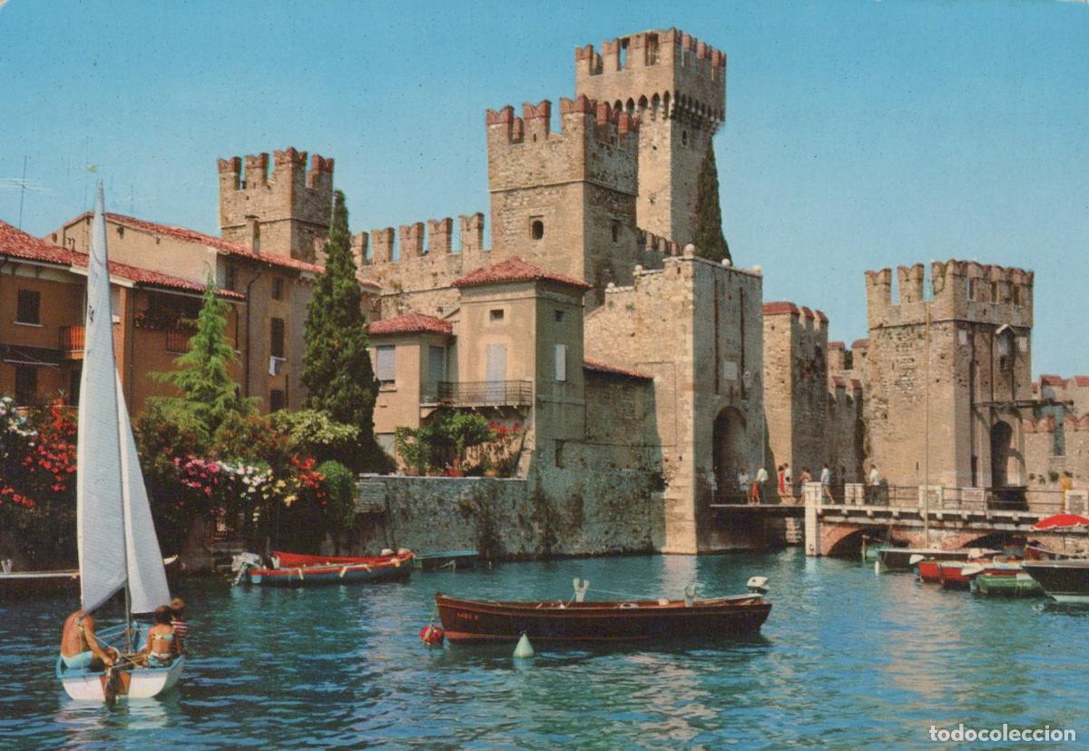 Postcards: Italy Sirmione Lake Garda Scaligero Castle Sailboat Boats Unposted *YAN682