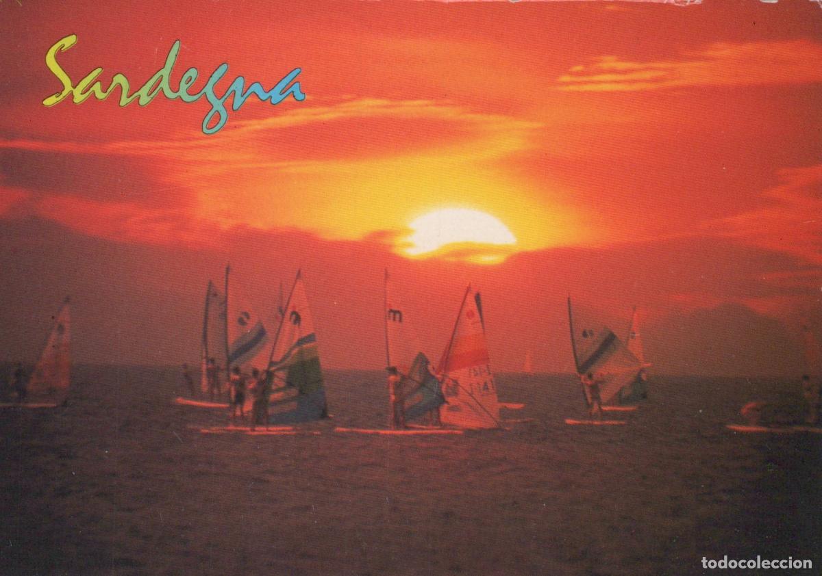 Postcards: Italy Olbia Sardinia Windsurfing Sunset *YAN691