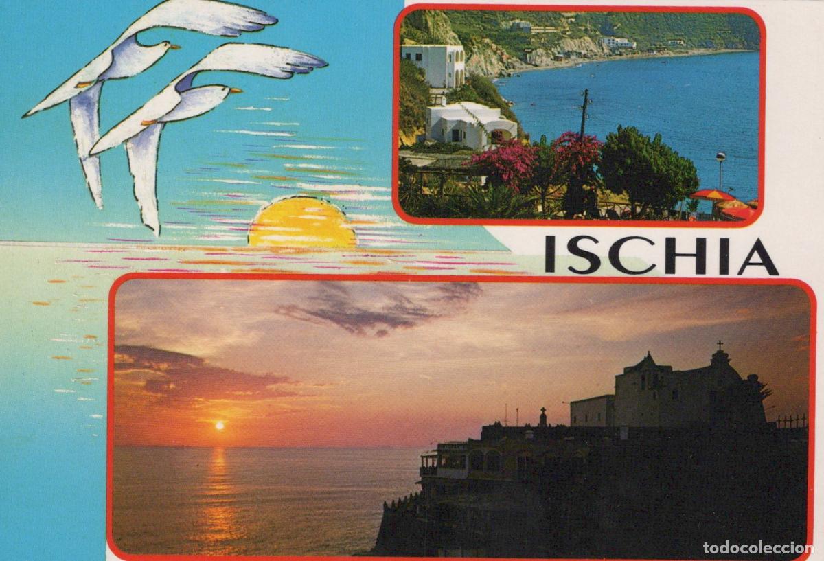 Postcards: Italy Ischia Island Coastal Views Sunset Seascape Seagulls Collage *YAN702