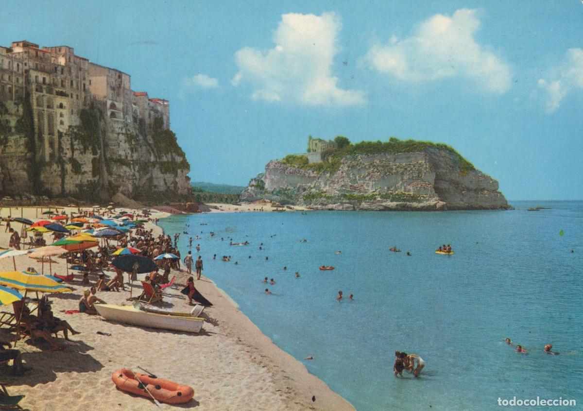 Postcards: Italy Tropea Spiaggia del Lido Beachfront With Historic Buildings Island *YAN696