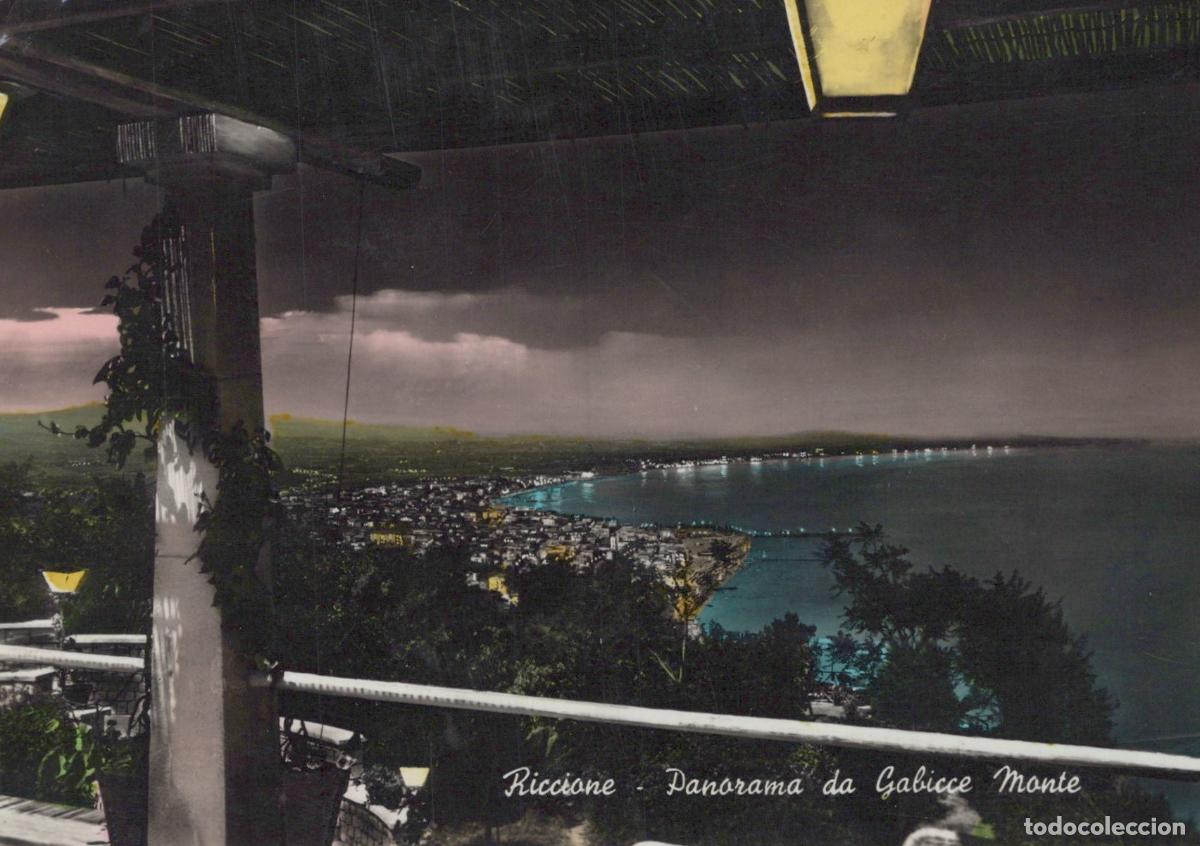 Postcards: Italy Riccione Panorama From Gabicce Monte Coastal Town Night Real Photo *YAN976