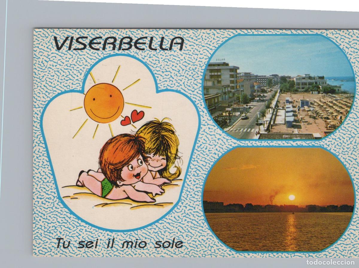 Cartes Postales: Italy Viserbella Beach Resort Town View and Sunset With Cartoon Kids *YAN979