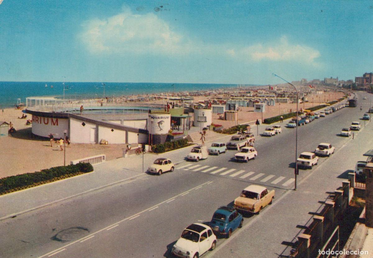Postcards: Italy Rimini Beachfront Promenade With Aquarium and Vintage Cars *YAN812