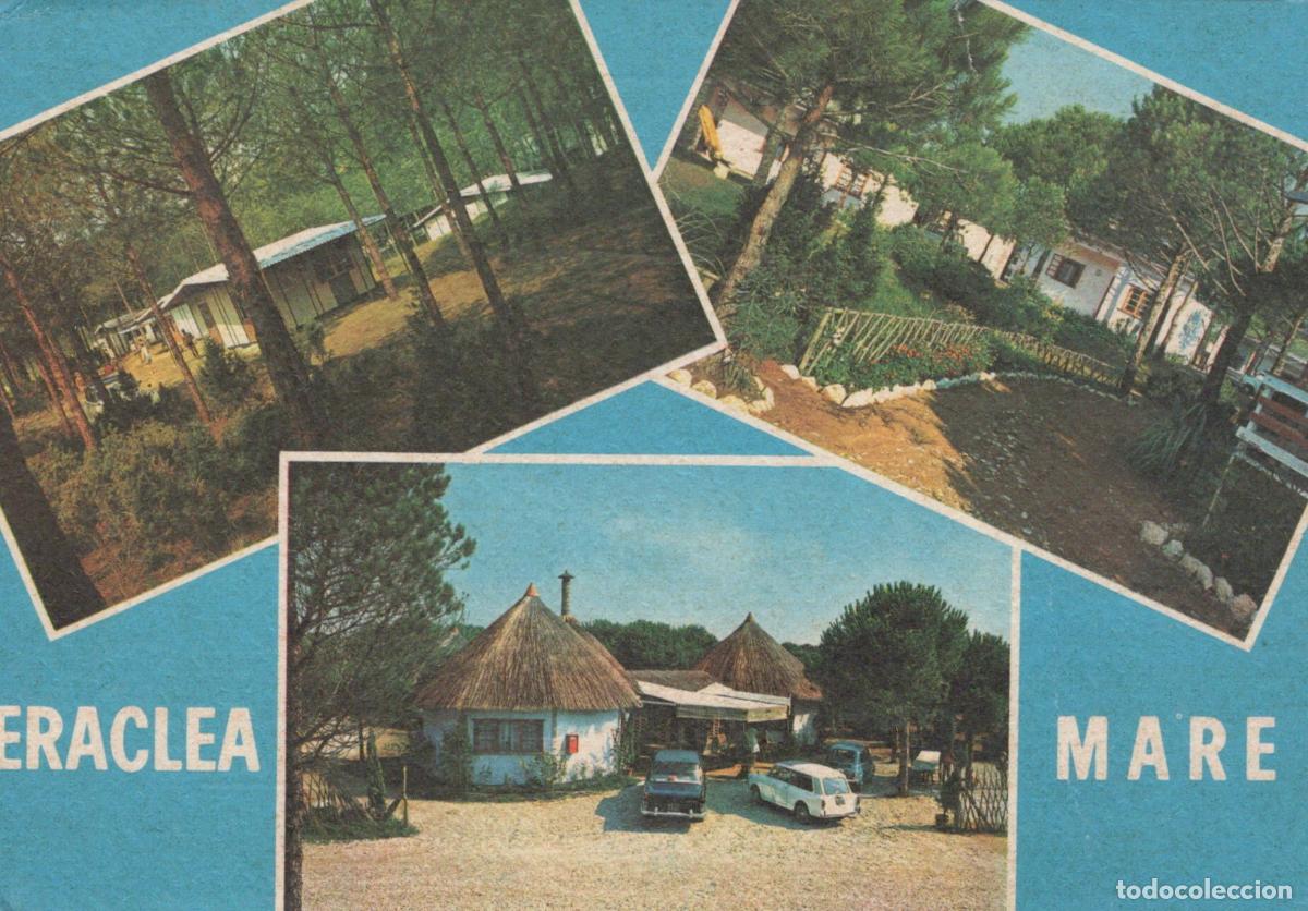 Postcards: Italy Heraclea Mare Coastal Resort With Thatched Roof Buildings Pine *YAN817