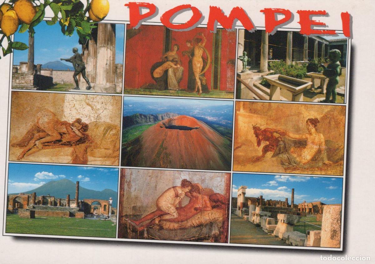 Postcards: Italy Pompeii Multi View With Vesuvius Frescoes and Ruins *YAN831