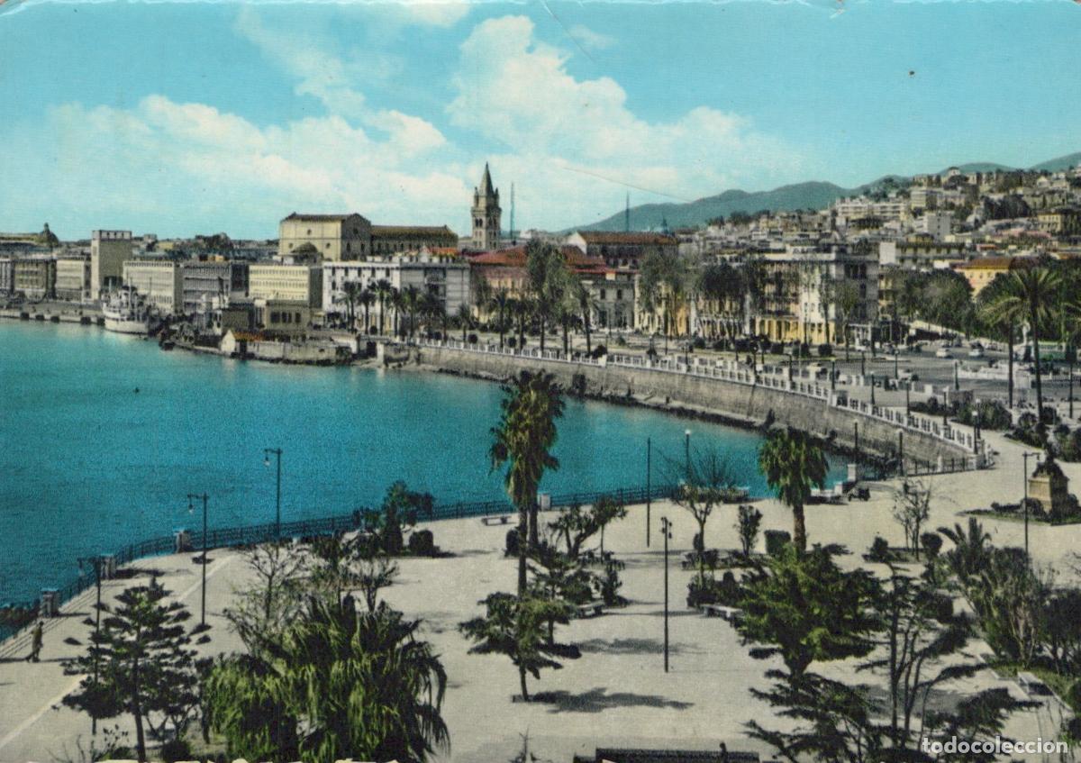 Postcards: Italy Messina Waterfront Promenade Cityscape 1965 *YAN836