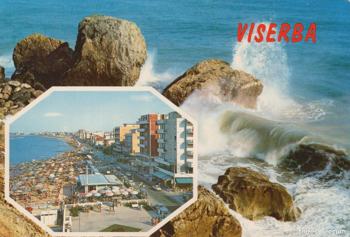Postcards: Italy Viserba DI Rimini Coastal Waves and Beachfront Town View *YAN857