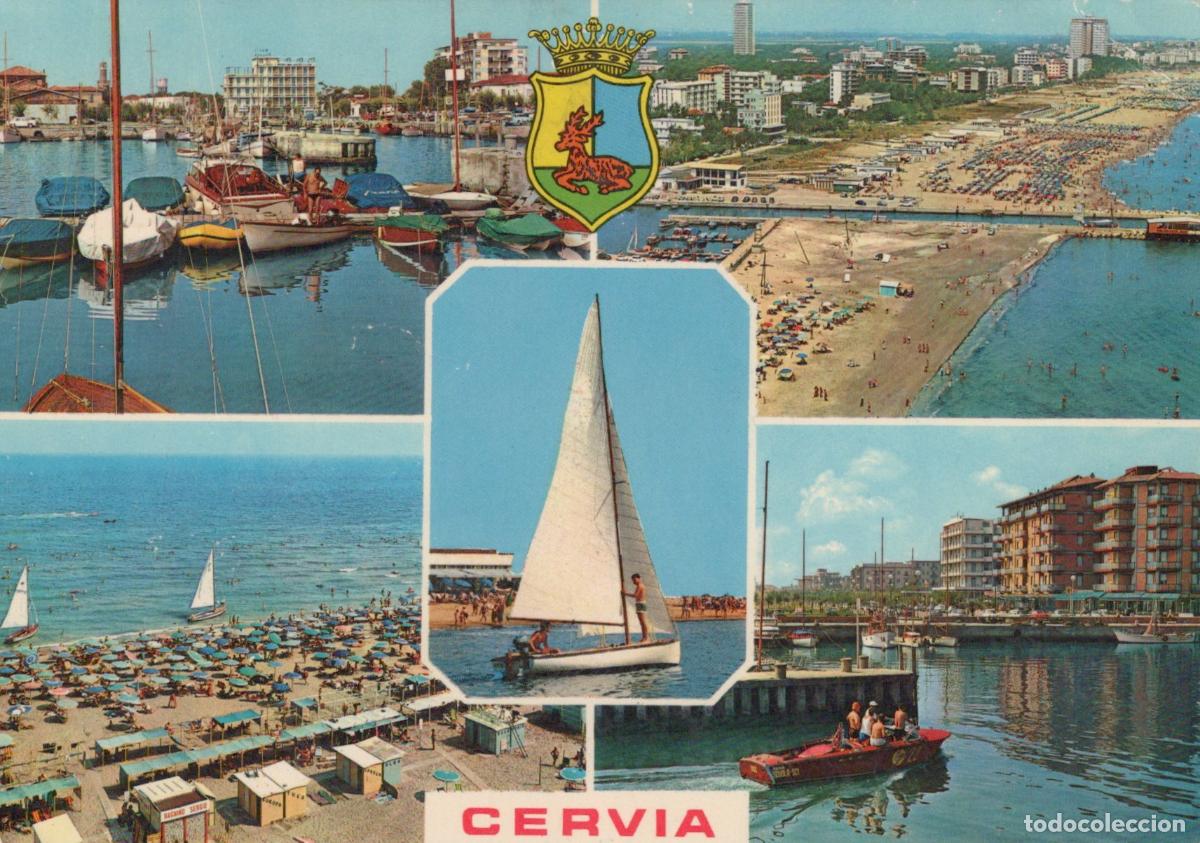 Postales: Italy Cervia Beach Marina Sailboats Collage Adriatic Coast Resort Town *YAN881