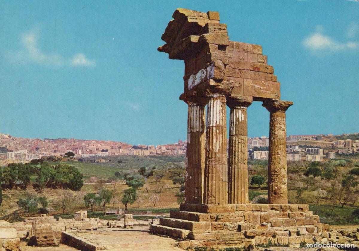 Postales: Italy Agrigento Sicily Temple of Dioscuri Ancient Greek Ruins City View *YAN952