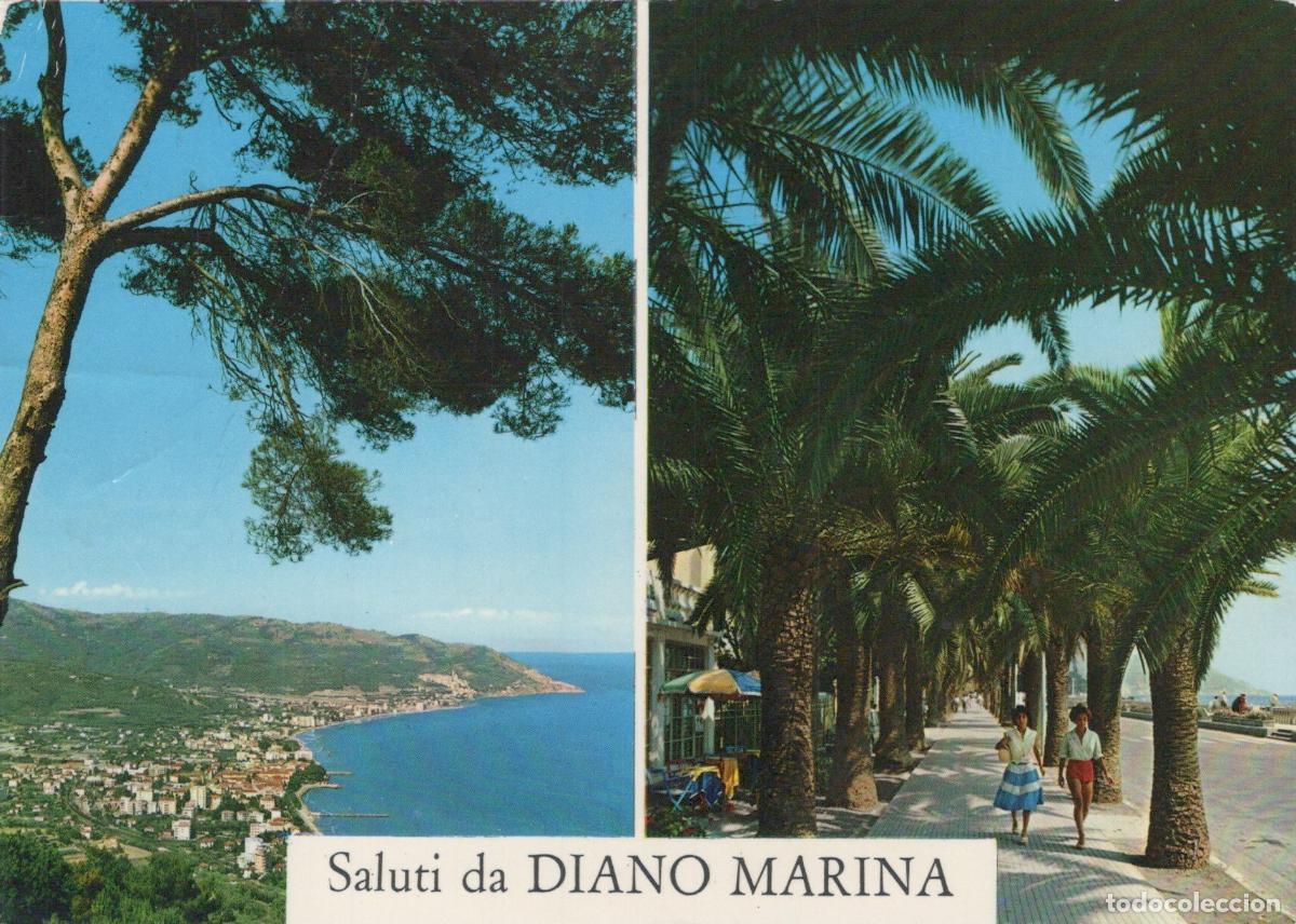 Cartes Postales: Italy Diano Marina Coastal Town View Palm Tree Lined Promenade *YAP109